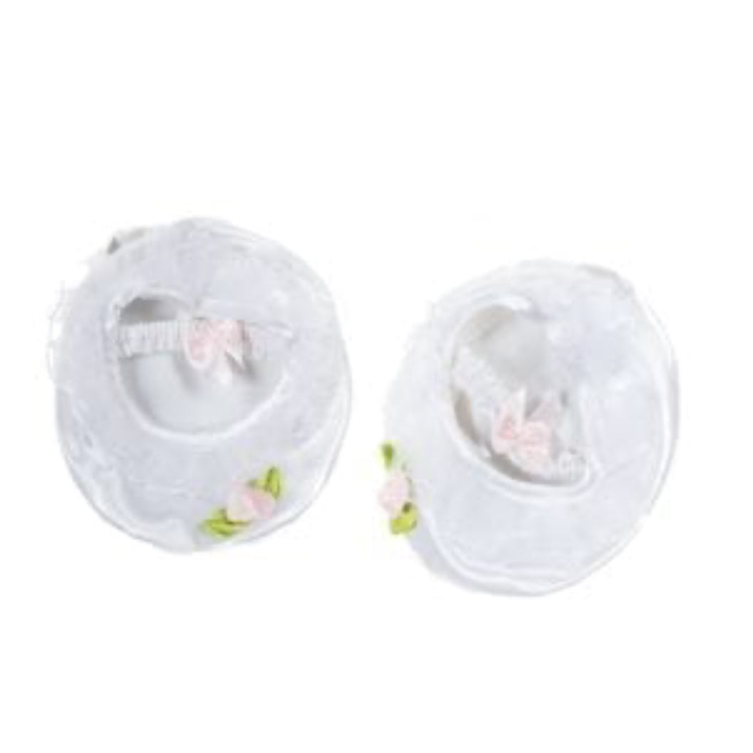 Stuffie White Satin Slippers set of 2